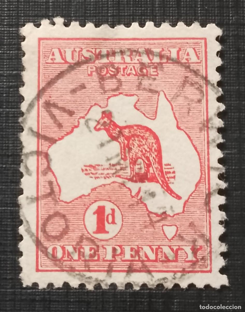 Sellos: AUSTRALIA - V/F 1 d - A&Ntilde;O 1913.1915 - MAPA NACIONAL Y CANGURO