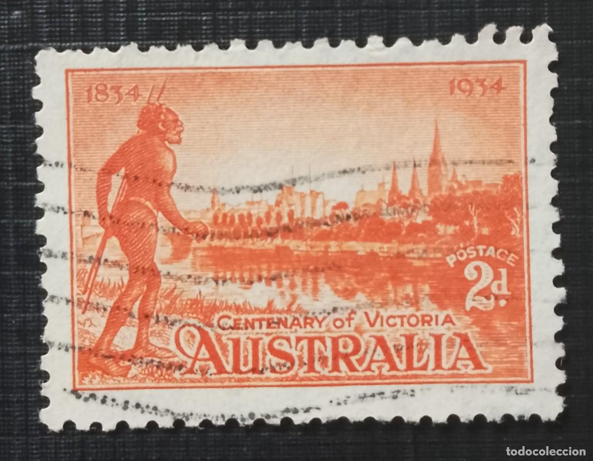 Sellos: AUSTRALIA - V/F 2 d - A&Ntilde;O 1934 - CENTENARY OF VICTORIA