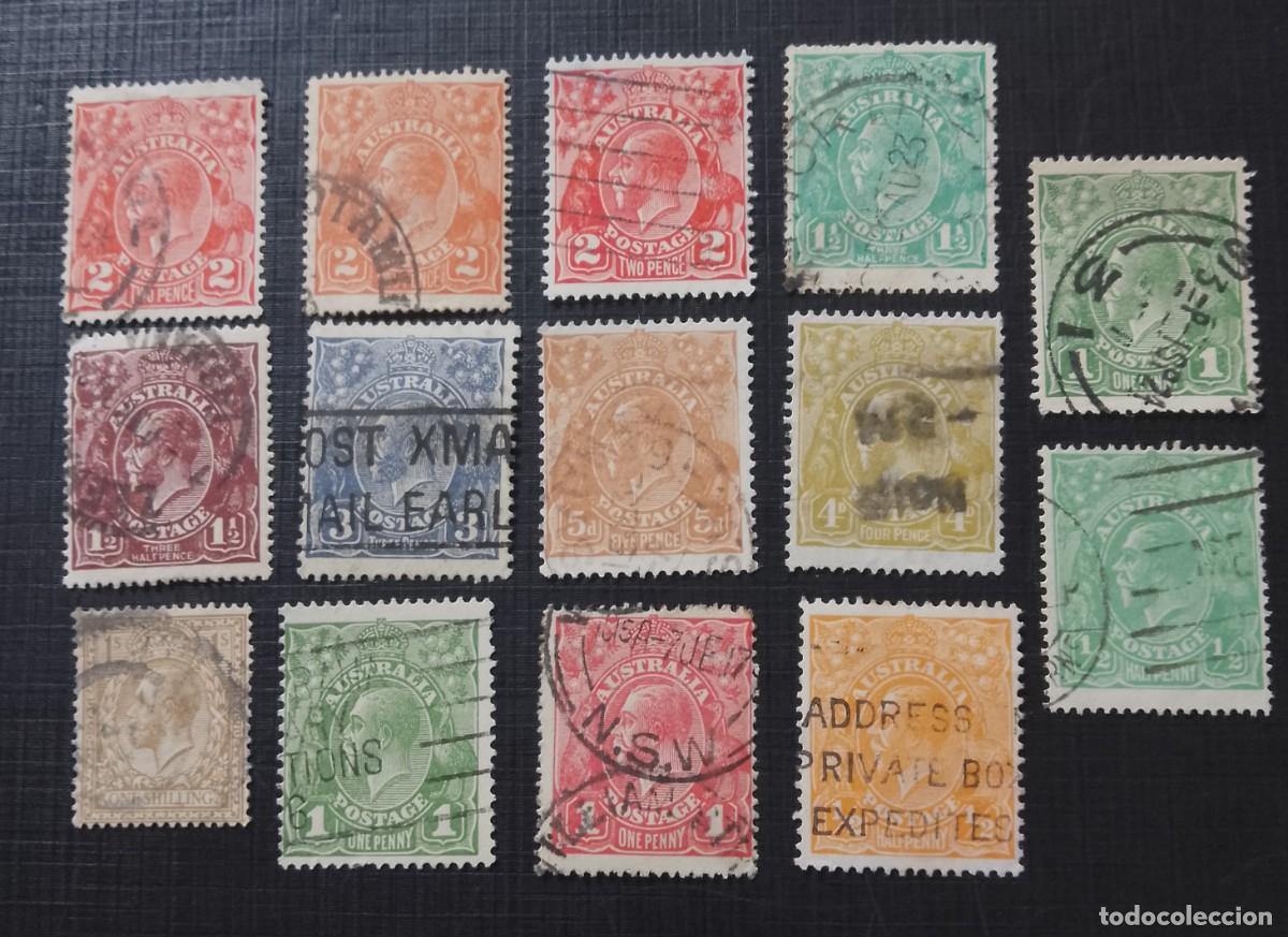 Sellos: AUSTRALIA - LOTE CON 14 SELLOS - REY JORGE V