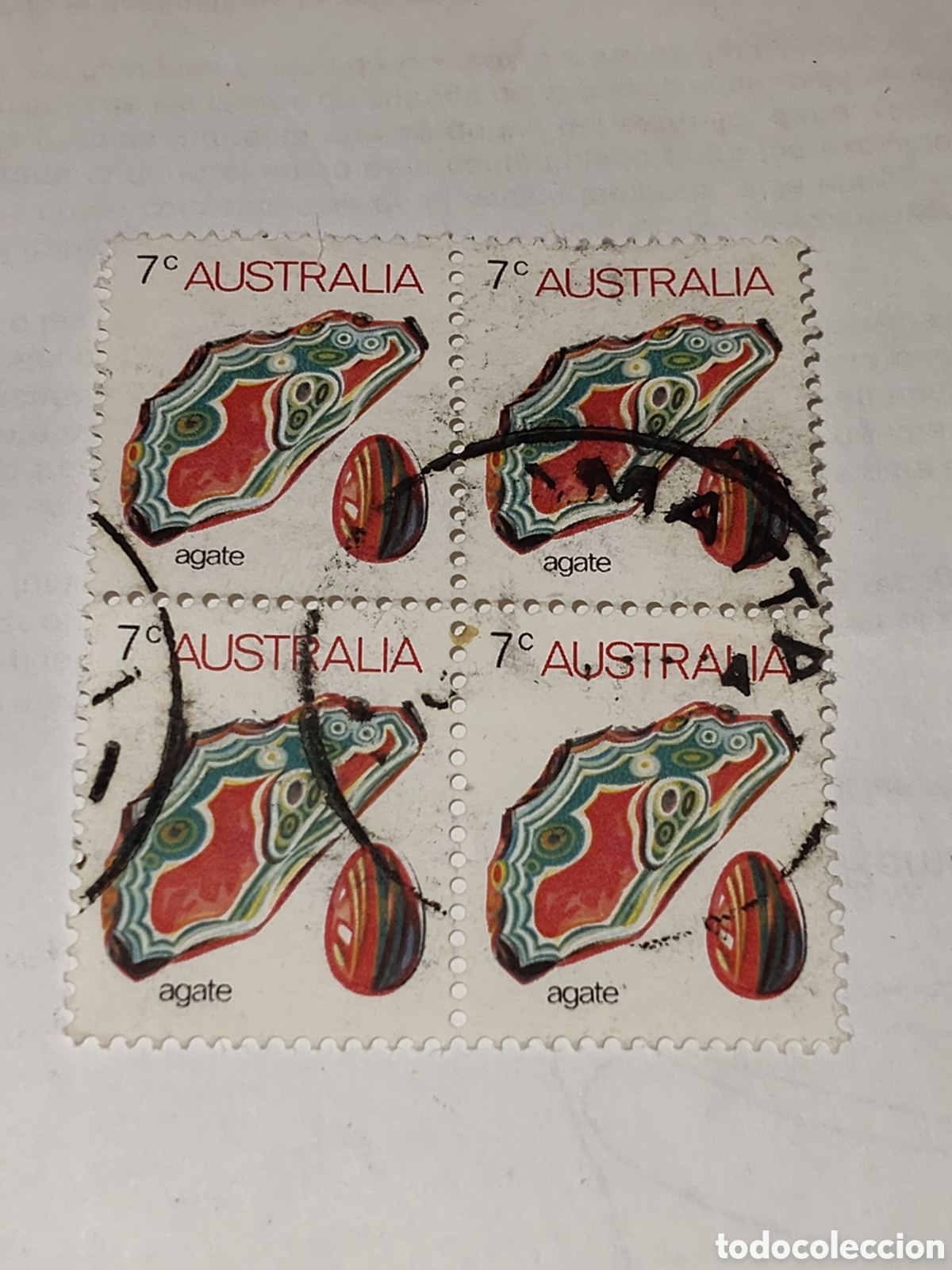 Sellos: Bloque de 4 sellos de Australia minerales &Aacute;gata 1973