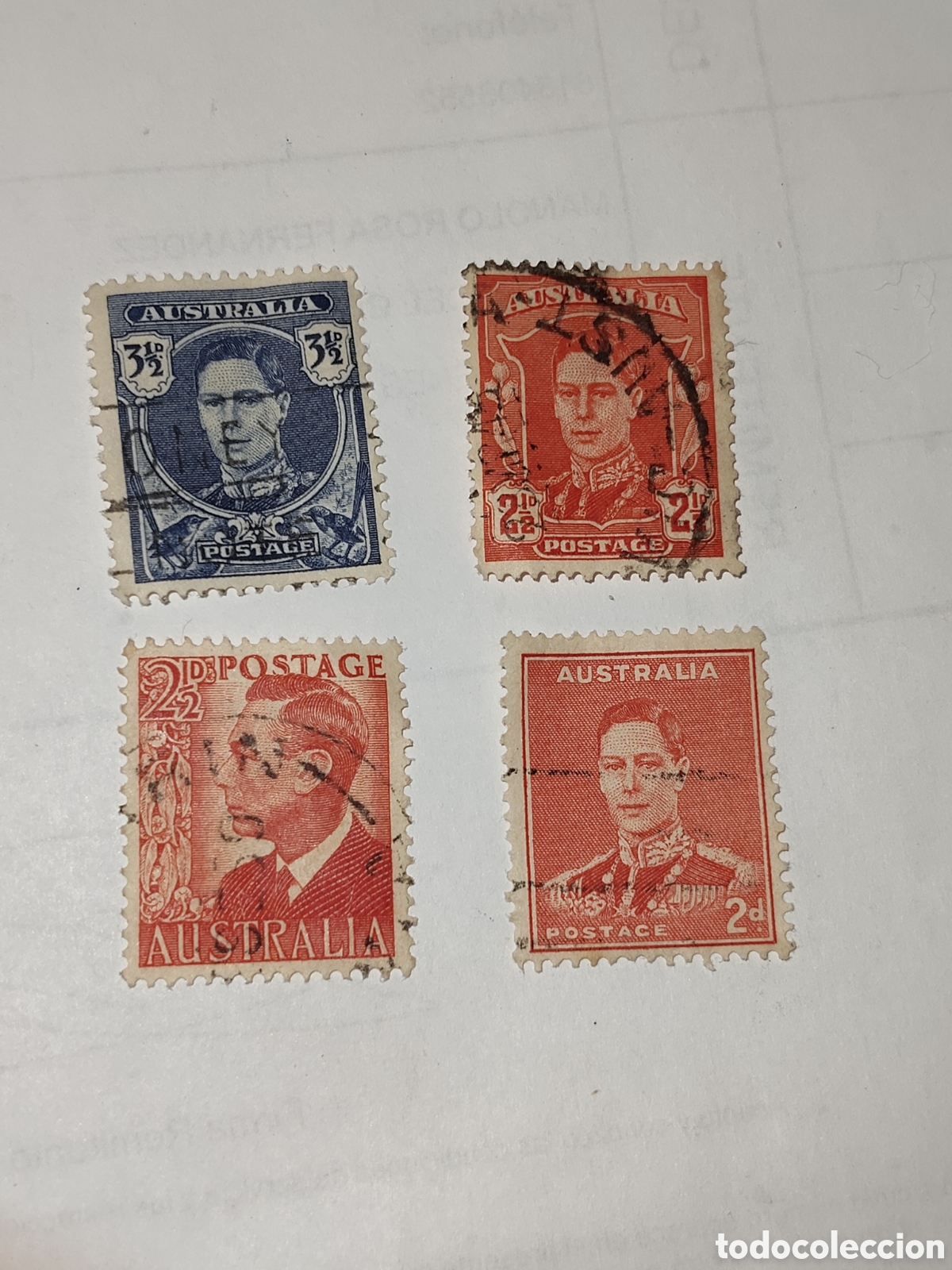 Sellos: 4 Sellos de Australia Rey Jorge Vl 1938-50 usados