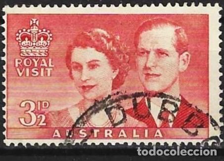 Sellos: Australia 1954 - Mi 242I - YT 207 - La reina Isabel II y el duque de Edimburgo