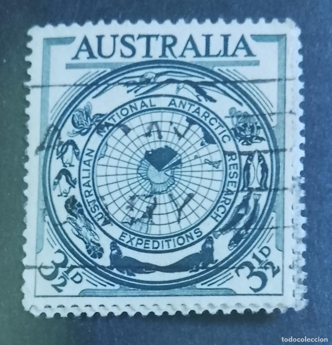 Sellos: AUSTRALIA - 3 1/2 P - EXPEDICIONES NACIONALES DE INVESTIGACI&Oacute;N ANTARTIDA AUSTRALIANAS, A&Ntilde;O 1954