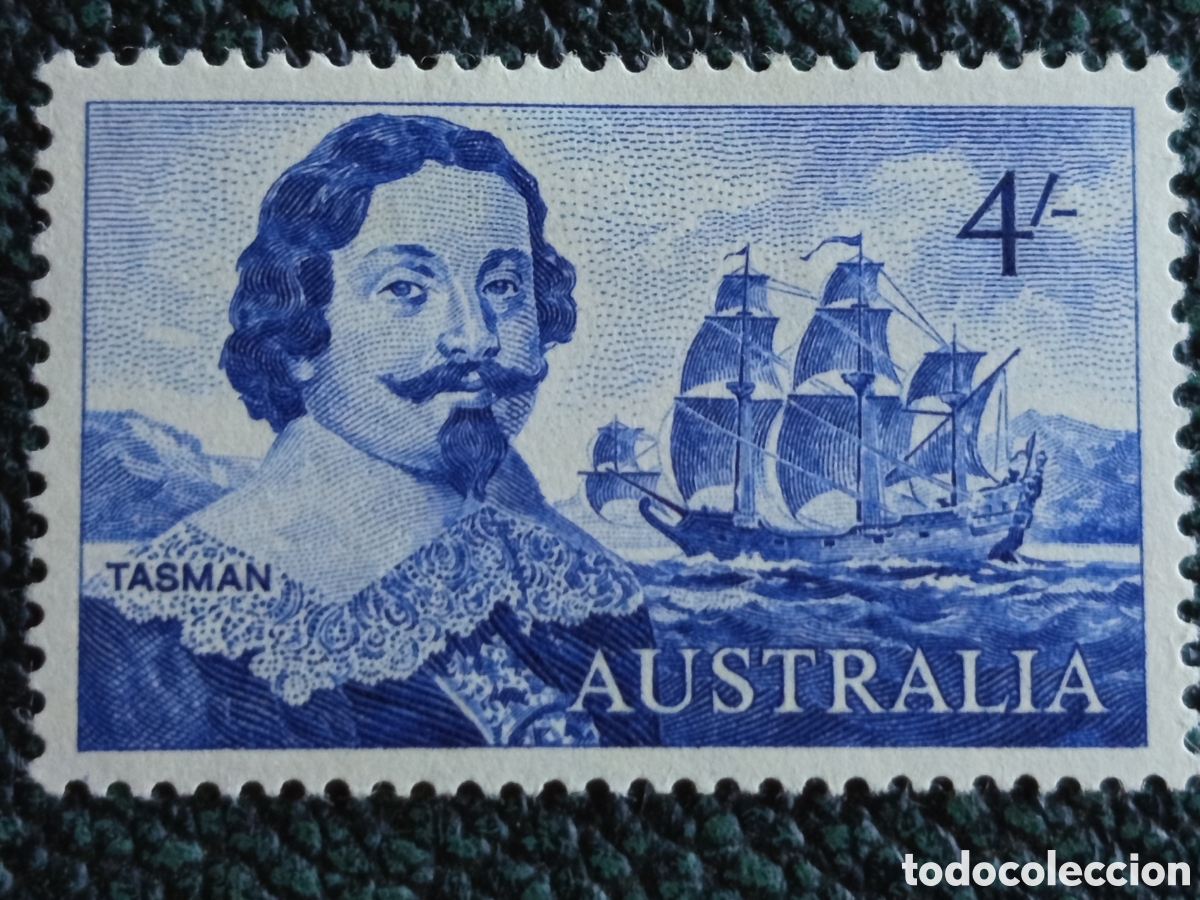 Sellos: Australia 1963 Serie Navegantes y Exploradores Abel Tasman 4s Azul MH
