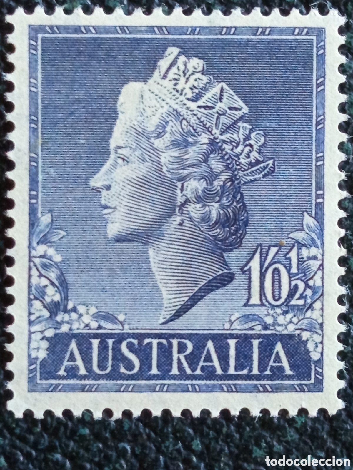 Sellos: Australia 1953/59 Serie Definitiva Reina Isabel II 1s6d Azul Pizarra MH
