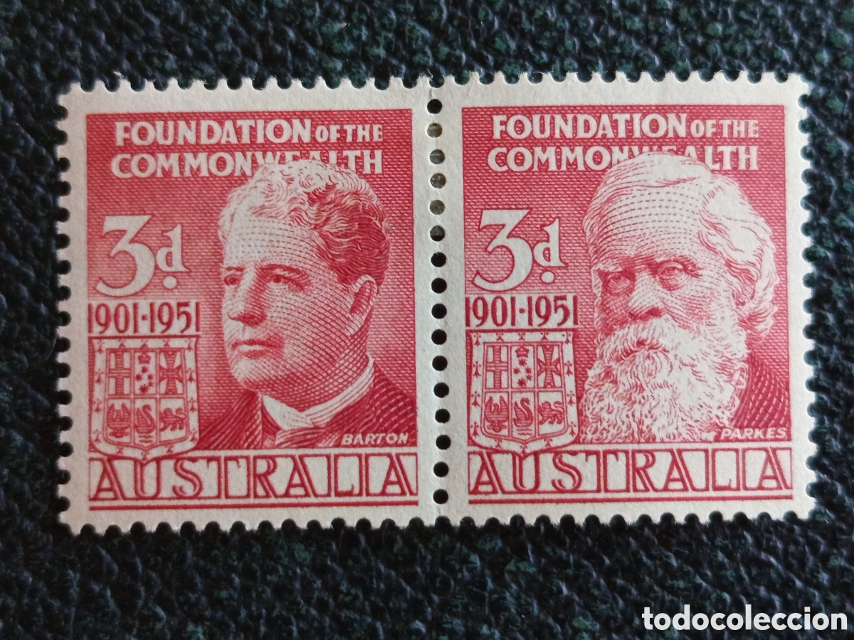 Sellos: Australia 1951 Cincuentenario Mancomunidad Pareja 3d Yvert 191/192 MH