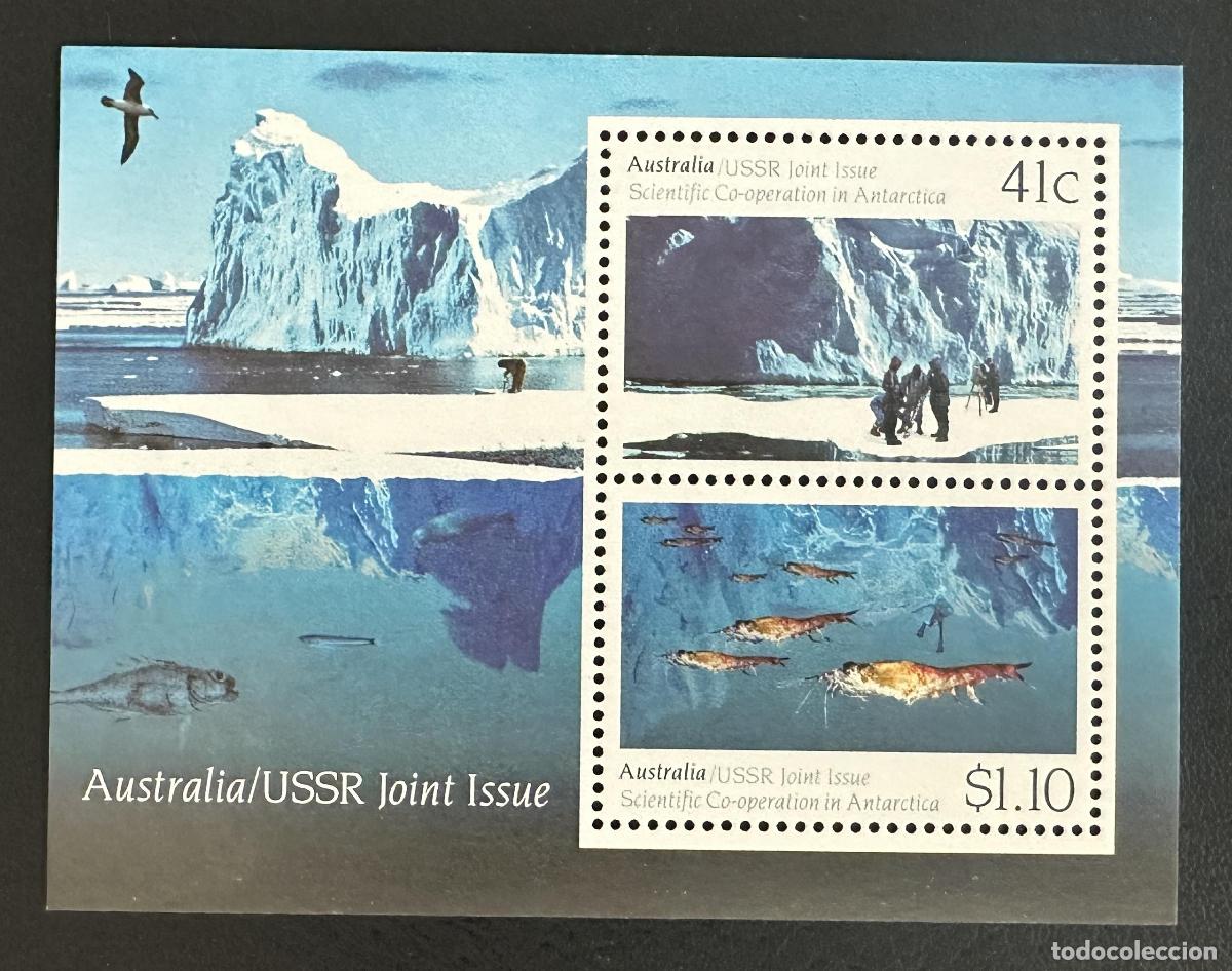 Sellos: Australia 1990 Mi. Bl. 11 emisi&oacute;n conjunta URSS Ant&aacute;rtida fauna