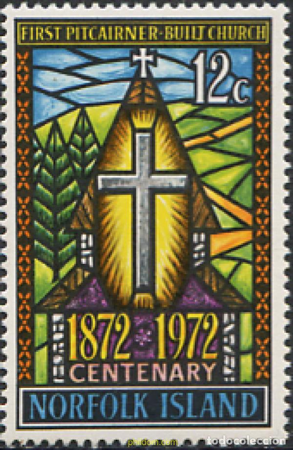 Sellos: 274269 MNH NORFOLK 1972 CENTENARIO DE LA CONSTRUCCION DE LA PRIMERA IGLESIA POR LOS COLONOS DE PITC