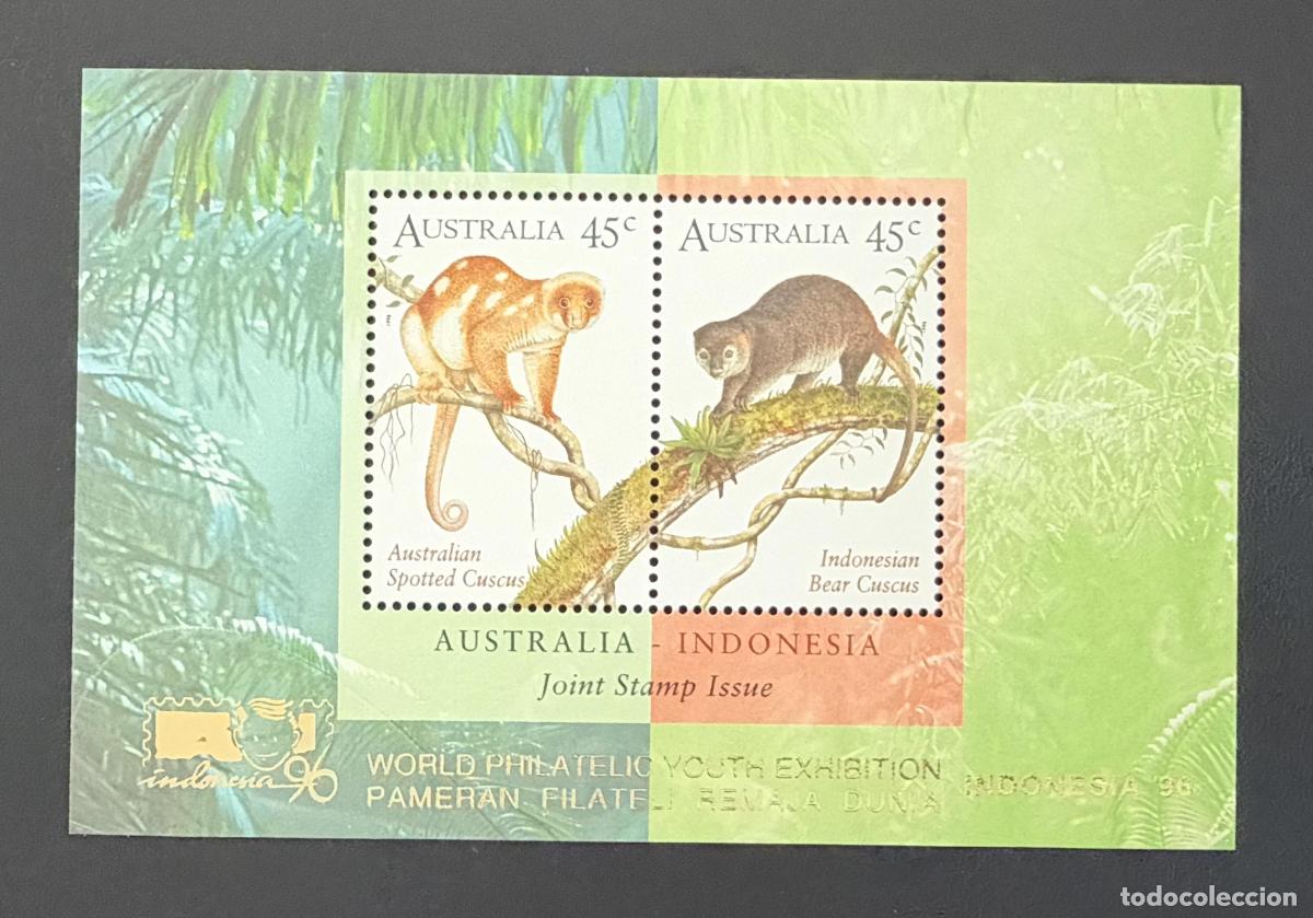 Sellos: Australia 1996 Mi. Bl. 21 I emisi&oacute;n conjunta Indonesia cuscus fauna