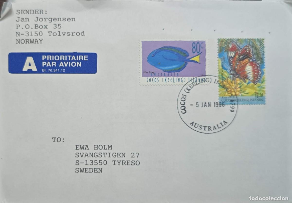 Sellos: MI) 1996, AUSTRALIA, AIRMAIL COVER SENT FROM THE COCOS ISLANDS (AUSTRALIA) TO THE CITY OF TYRES&Ouml;, SW