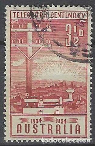 Sellos: AUSTRALIA 1954 - CENTENARIO DEL TEL&Eacute;GRAFO ASUTRALIANO - USADO