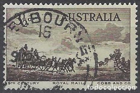 Sellos: AUSTRALIA 1955 - TRANSPORTE POSTAL DEL SIGLO XIX - USADO