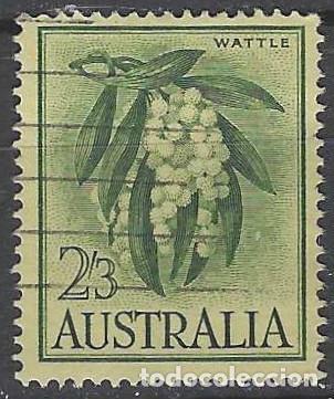 Sellos: AUSTRALIA 1959-60 - FLORA, ACACIA NEGRA - USADO