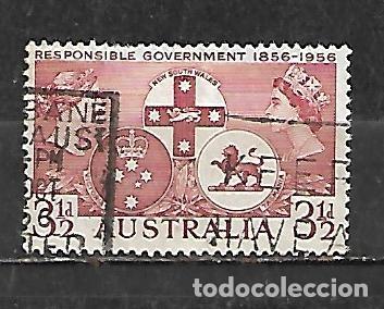 Sellos: 1956: Cent. de los gobiernos aut&oacute;nomos de Nueva Gales del Sur, Victoria y Tasmania (usado)