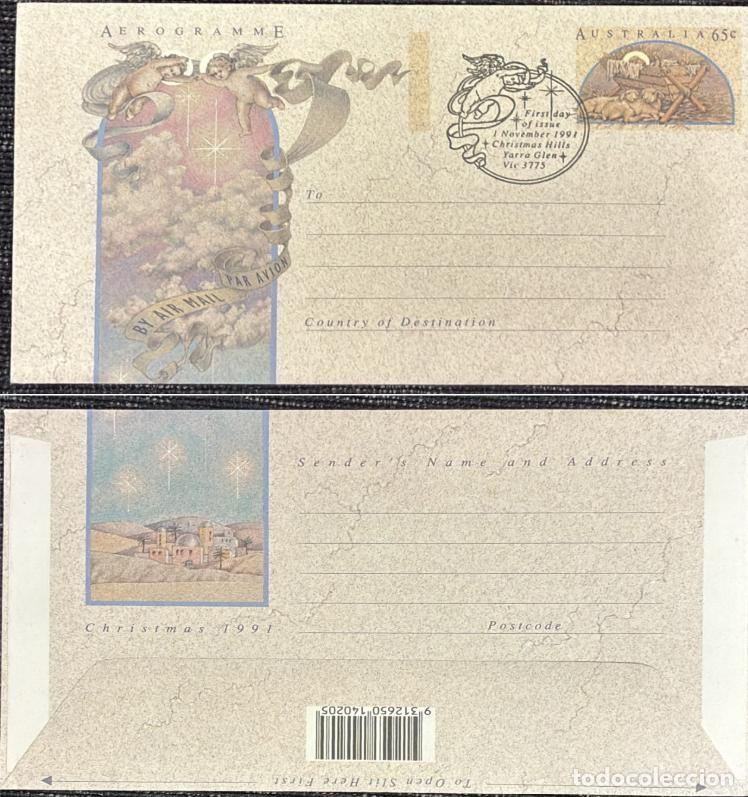 Sellos: TS.)1991, AUSTRALIA, CHRISTMAS, AEROGRAM, AIRMAIL, PRE-PRINTED FOLDABLE STATIONERY FEATURING TRADITI