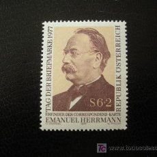 Sellos: AUSTRIA 1977 IVERT 1392 *** DÍA DEL SELLO - EMANUEL HERMAN INVENTOR DE LA CARTA POSTAL