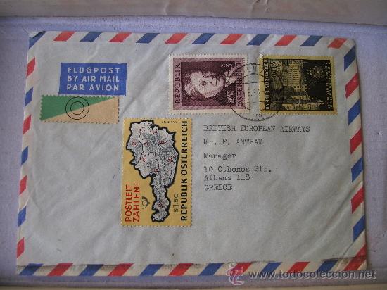 Sellos: sobre circulado BEA british european airways, con sellos austriacos, 1966 - Foto 1 - 31771712