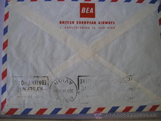 Sellos: sobre circulado BEA british european airways, con sellos austriacos, 1967 - Foto 2 - 31771879