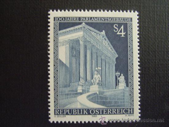Sellos: AUSTRIA N&ordm; YVERT 1589*** A&Ntilde;O 1983  CENTENARIO EDIFICIO DEL PARLAMENTO - Foto 1