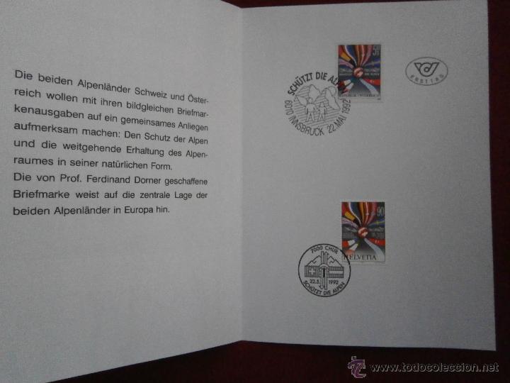 Sellos: FOLDER EMISION COMUN,AUSTRIA-SUIZA***-A&Ntilde;O 1992. - Foto 2