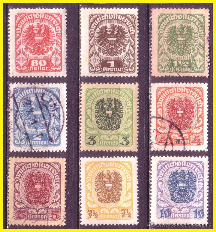 Sellos: AUSTRIA 1920 YVERT n&ordm; 223 a 231 (o) / * - Foto 1