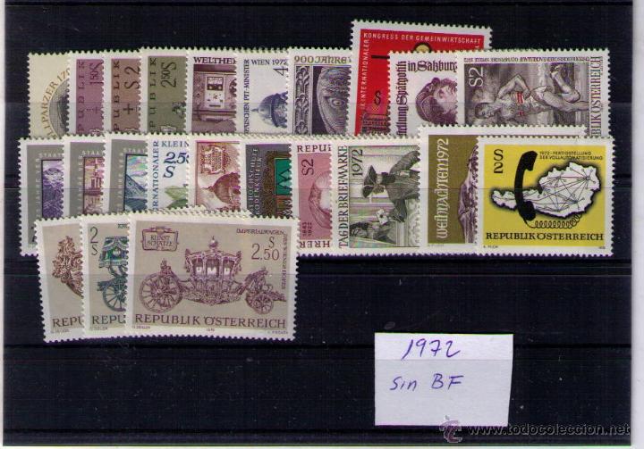 Sellos: AUSTRIA 1972 - A&Ntilde;O COMPLETO (SIN HOJITAS) - Foto 1
