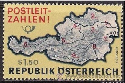 Sellos: AUSTRIA 1966 - CODIGOS POSTALES - YVERT N&ordm; 1036 - Foto 1