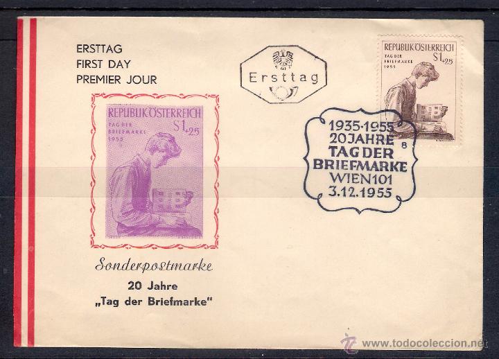 Sellos: austria. sobre primer d&iacute;a. a&ntilde;o 1955 - Foto 1