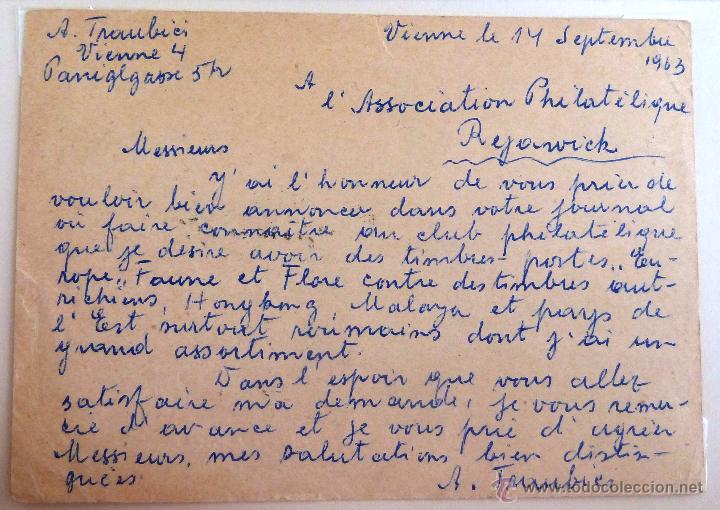 Sellos: ENTERO POSTAL AUSTRIA 1963. CIRCULADA. - Foto 2