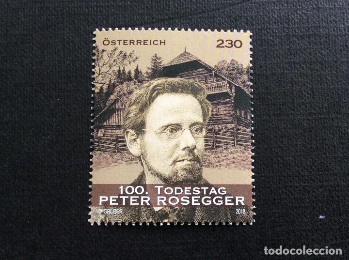 Sellos: AUSTRIA A&Ntilde;O 2018. CENTENARIO MUERTE DE PETER ROSEGGER - Foto 1