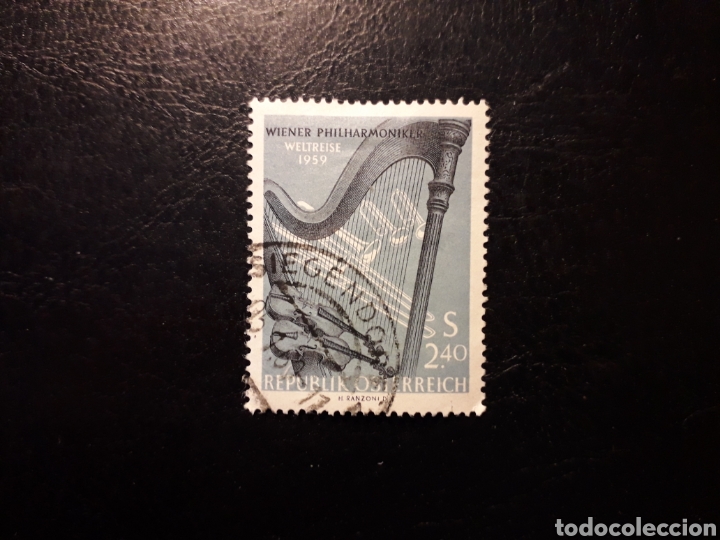Sellos: AUSTRIA. YVERT 912 SERIE COMPLETA USADA. ORQUESTA FILARMÓNICA DE VIENA. ARPA. INSTRUMENTOS MUSICALES