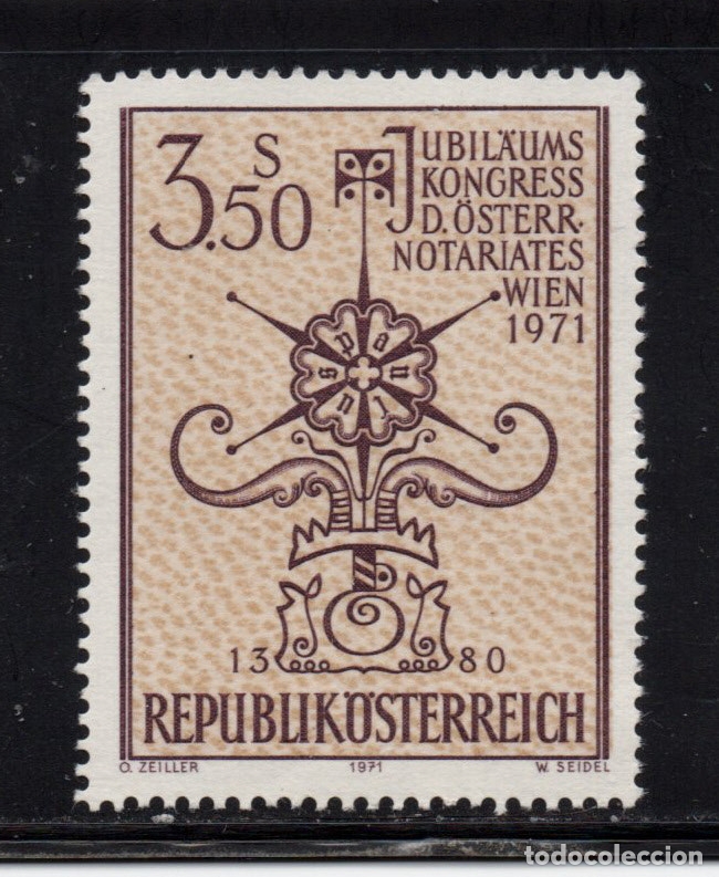 Sellos: AUSTRIA 1188** - A&Ntilde;O 1971 - CENTENARIO DEL NOTARIADO EN AUSTRIA - Foto 1