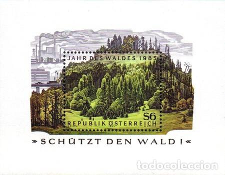 Sellos: AUSTRIA 1985 - A&Ntilde;O DE LOS BOSQUES - YVERT BLOCK N&ordm; 12** - Foto 1