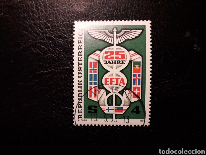 Sellos: AUSTRIA YVERT 1641 SERIE COMPLETA USADA. EFTA. BANDERAS. - Foto 1