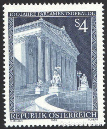 Sellos: AUSTRIA, 1983 YVERT N&ordm; 1589 /**/, Centenario del edificio del Parlamento, Viena - Foto 1