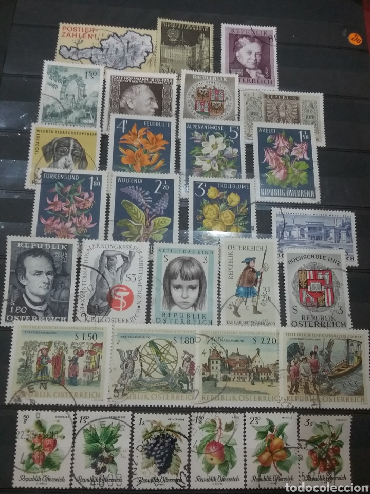 Sellos: Sellos Austria (Osterreich) mtdos/1966/A&ntilde;o completo/ni&ntilde;a/flores/frutas/flora/perro/mamifero/cartero/