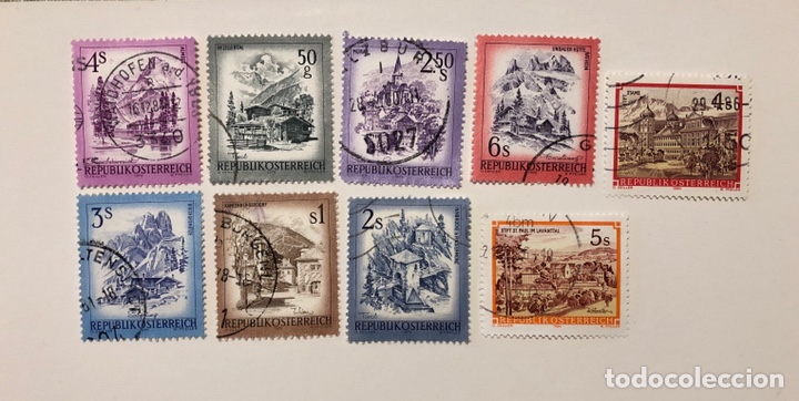 Stamps: Lote de 9 sellos CTO con g.o. de Austria- paisajes