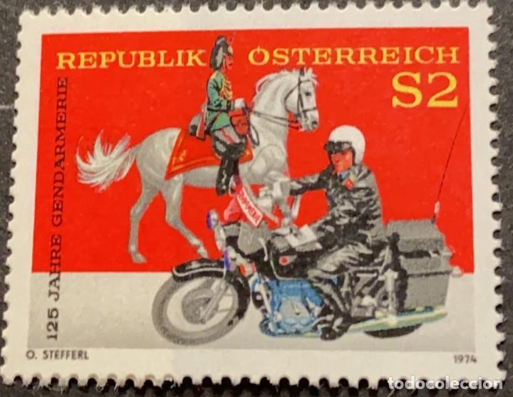 Briefmarken: O) AUSTRIA, GENDARMES 1824 Y 1974 SCT 993 2s, ANIVERSARIO, VIGILANCIA DE MOTOCICLETAS Y VIGILANCIA D