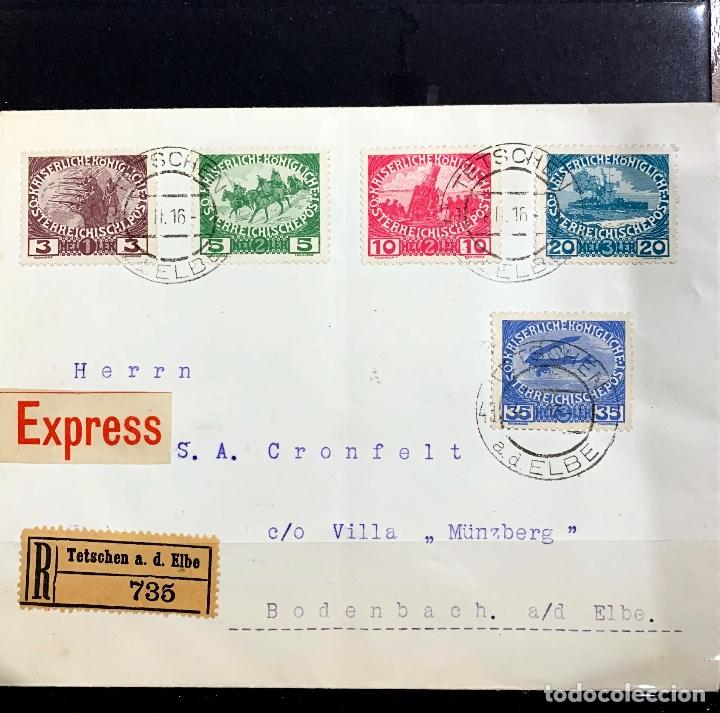 Sellos: AUSTRIA. CARTA 1916. SERIES MONUMENTOS. - Foto 1