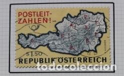 Sellos: Sello Mapa de Austria: POSTLEIT-ZAHLEN (C&oacute;digos postales) 1966 - Foto 1