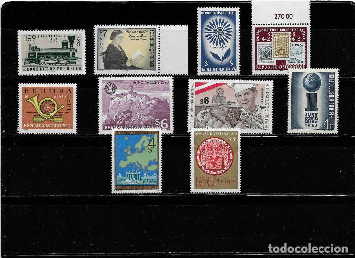 Sellos: AUSTRIA, LOTE DE 10 VALORES. MNH. - Foto 1