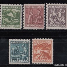 Sellos: AUSTRIA, 1924 YVERT Nº 326 / 330 **/*. Lote 348412543
