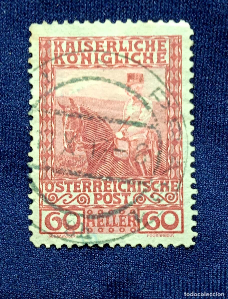 Sellos: OSTERREICH AUSTRIA 60 HELLER. A&Ntilde;O 1908. - Foto 1