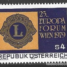 Sellos: AUSTRIA 1453** - AÑO 1979 - FORUM EUROPEO DE LION INTERNATIONAL. Lote 378363144