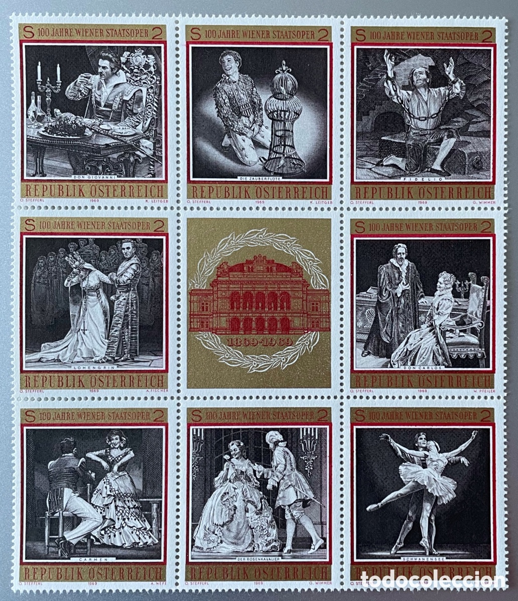 Sellos: Austria. &Oacute;pera teatro 1969 - Foto 1