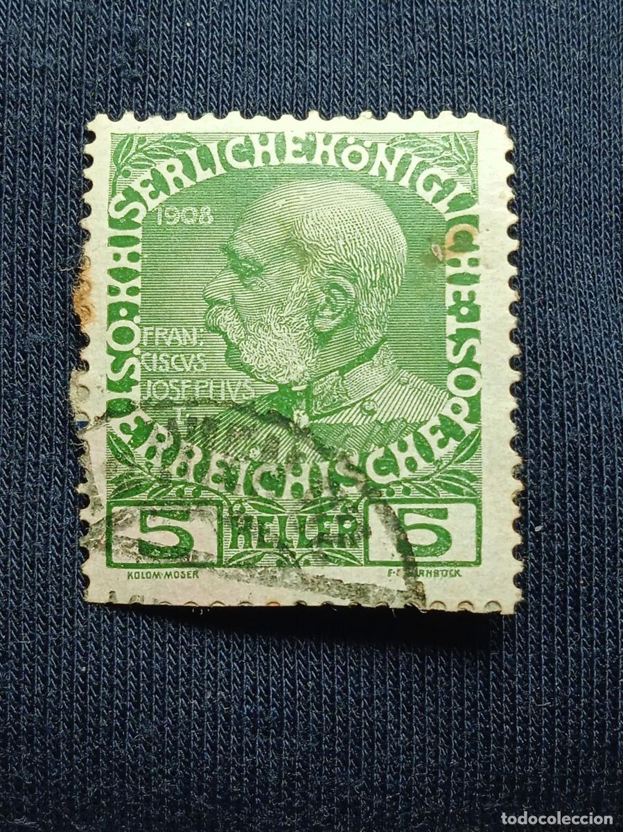 Sellos: AUSTRIA OSTERREICH 5 HELLER A&Ntilde;O 1908. - Foto 1