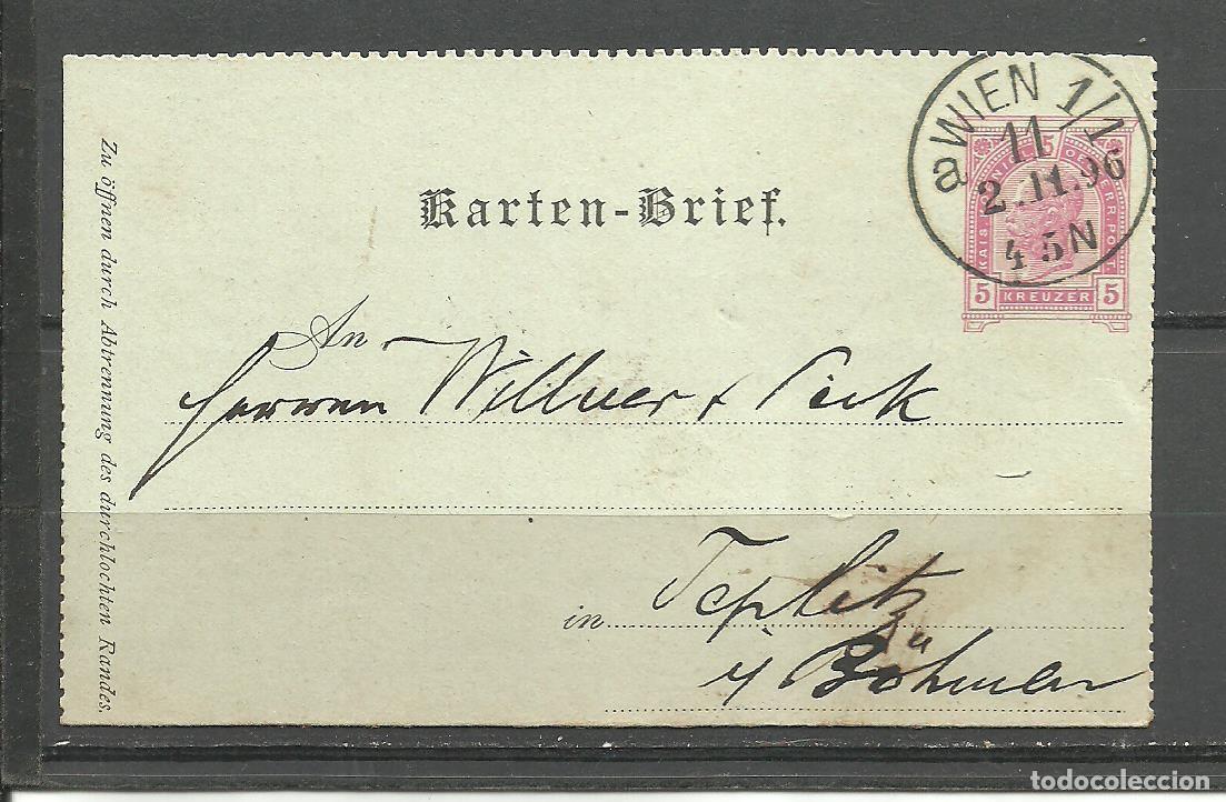 Sellos: AUSTRIA 1896 - KARTEN-BRIEF- VIENA A TEPLITZ - CIRCULADA - Foto 1