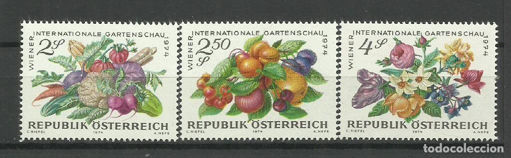 Sellos: AUSTRIA 1974-**- FLORES Y FRUTAS - Foto 1