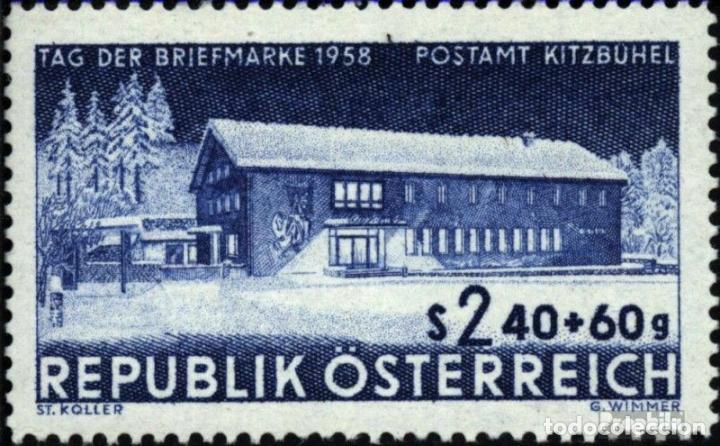 Sellos: Austria 1958 Ivert 881 *** D&iacute;a del Sello - Edificio de Correos - Foto 1
