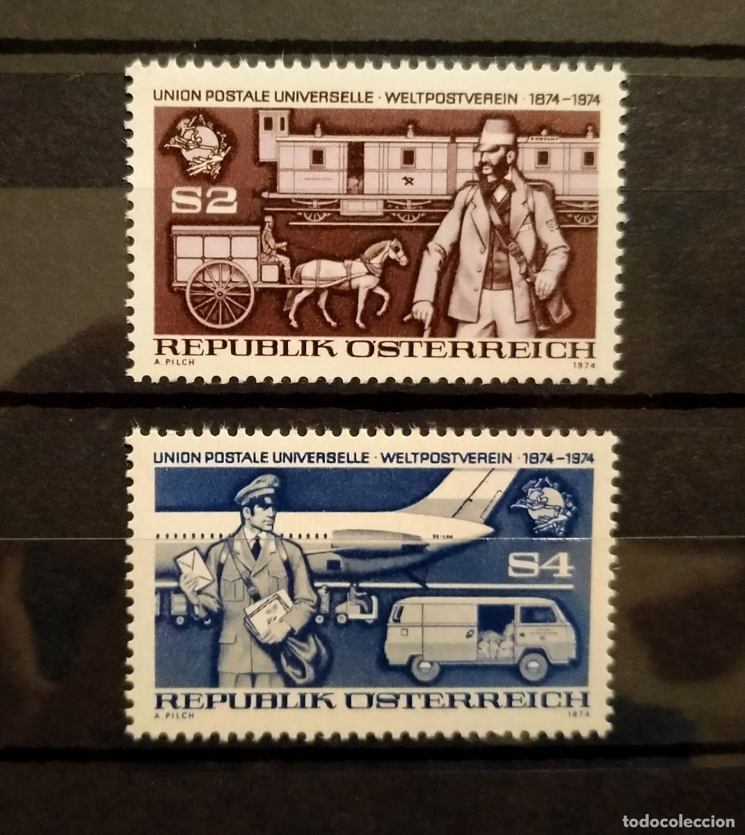 Selos: Austria 1974 Yvert 1295 - 1296 Michel 1466 - 1467 MNH** Centenario de la Uni&oacute;n Postal Universal